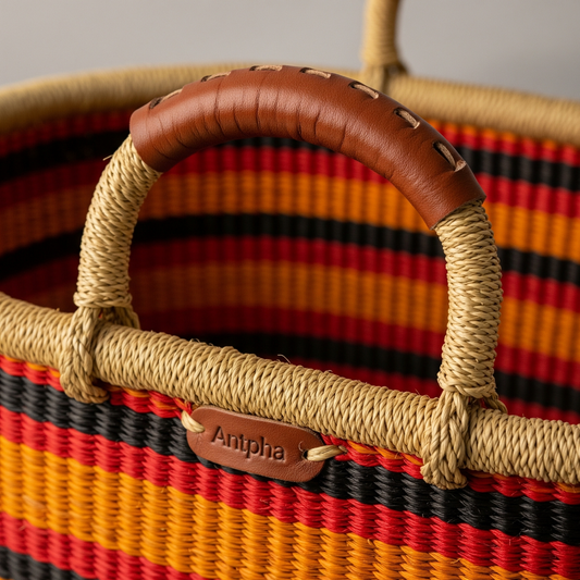 Handwoven Baba Tree Storage Basket – Orange Stripe