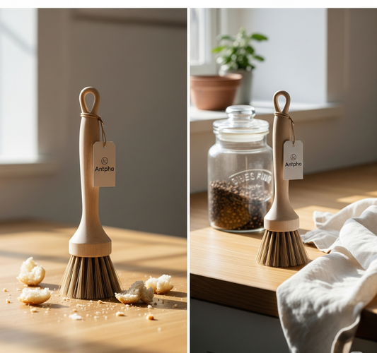 Antpha Natural Table Dust Brush – Handcrafted Palm Fiber Mini Broom for Desk & Surface Cleaning