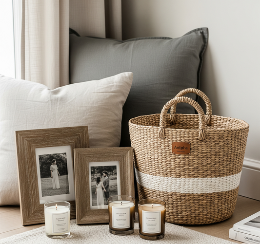 Antpha Handwoven Seagrass Storage Basket – Natural Decorative Home Organizer with Handles