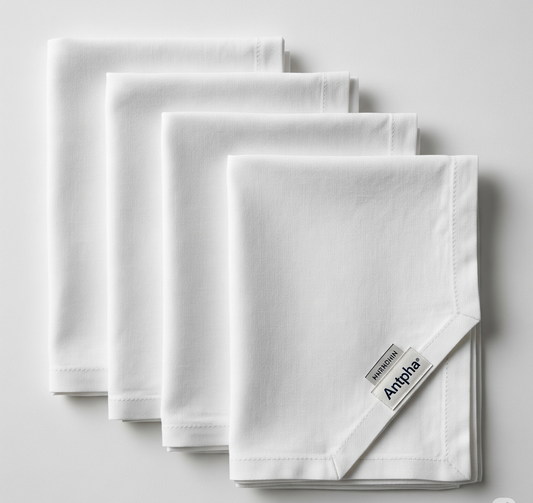 Antpha Linen Table Napkin Set – 100% Stonewashed Flax Cotton Napkins for Dining (Set of 4, Natural)
