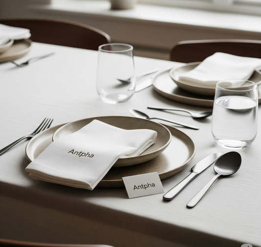 Antpha Linen Table Napkin Set – 100% Stonewashed Flax Cotton Napkins for Dining (Set of 4, Natural)