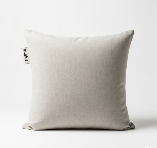 Antpha Natural Linen Throw Pillow Cover – Minimalist Embroidered Decorative Cushion (45x45 cm)